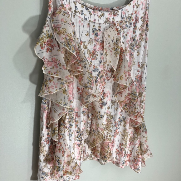 LC Lauren Conrad Floral Peach Pink‎ Tank S - Picture 3 of 6